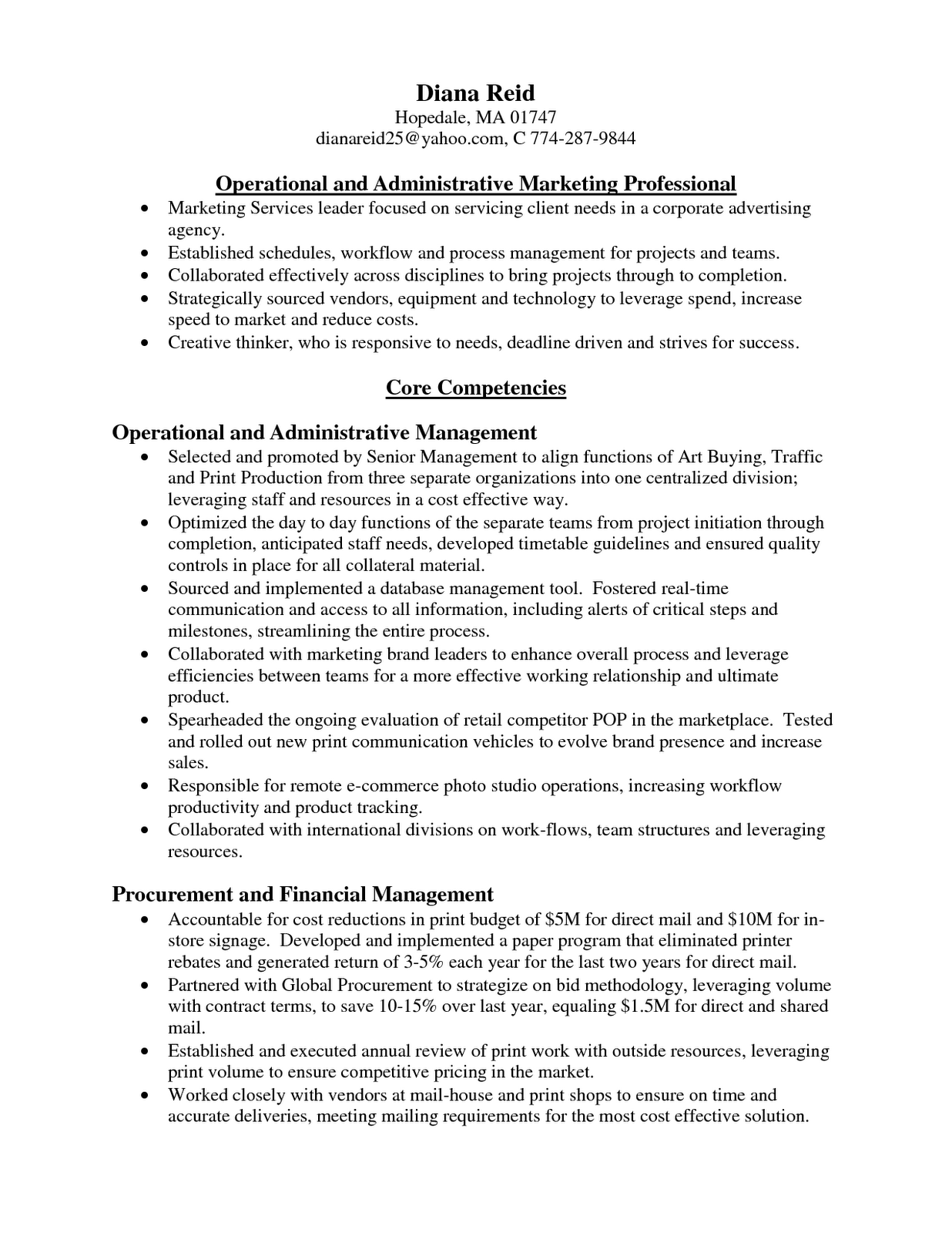 Network marketing resume